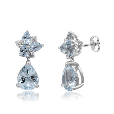 Boucles d'oreilles en or et Aigue-Marine du Brésil AAA (CIRARI)