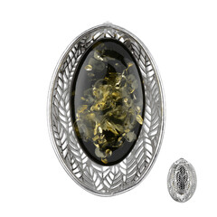 Pendentif en argent et Ambre vert de Baltique