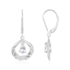 Boucles d'oreilles en argent et Pierre de Lune arc-en-ciel
