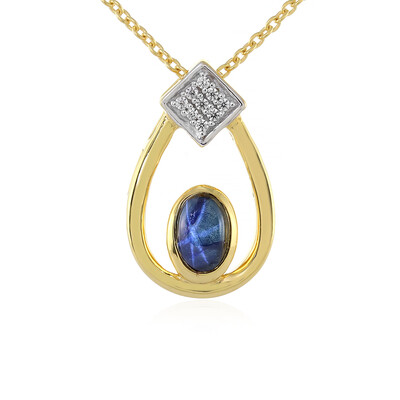 Collier en argent et Saphir étoilé bleu