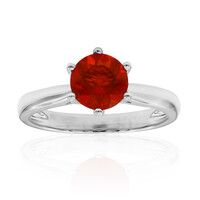 Bague en platine et Opale de Feu du Mexique
