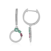 Boucles d'oreilles en argent et Emeraude de Russie