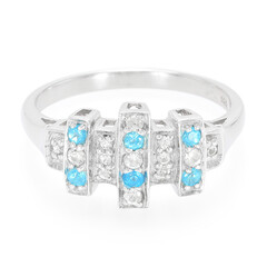 Bague en argent et Apatite bleu néon
