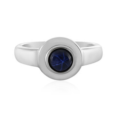 Bague en argent et Saphir étoilé bleu