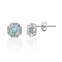 Boucles d'oreilles en argent et Topaze bleu ciel