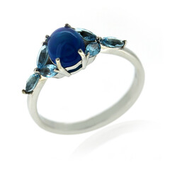 Bague en argent et Opale bleu néon