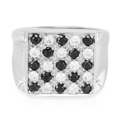 Bague pour homme en argent et Spinelle noir