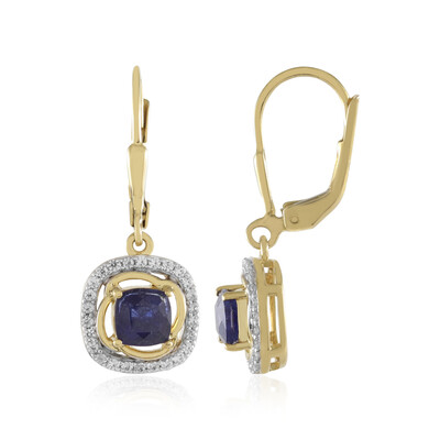 Boucles d'oreilles en argent et Saphir bleu de Madagascar