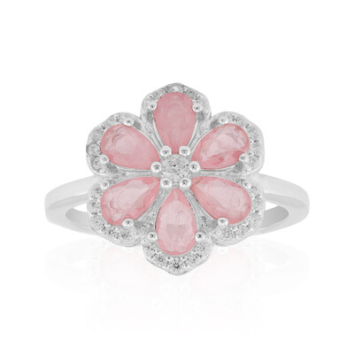 Bague en argent et Quartz rose pastel