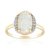 Bague en or et Opale blanche du Brésil