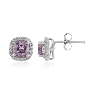 Boucles d'oreilles en argent et Améthyste Rose de France
