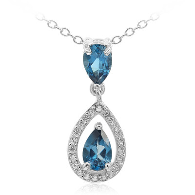 Collier en argent et Topaze bleu de Londres
