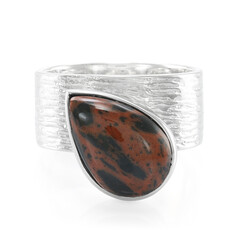 Bague en argent et Obsidienne acajou