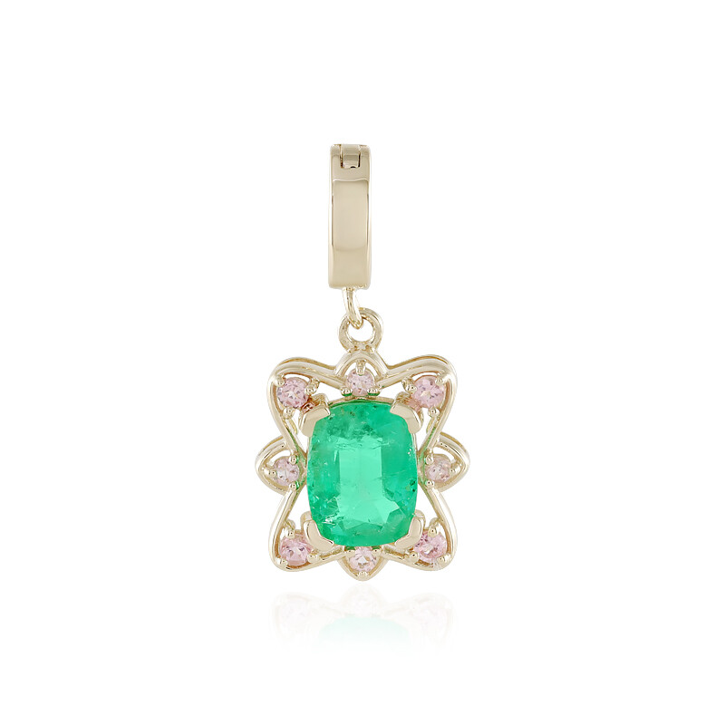 Pendentif émeraude Et Diamants CZ - Argent 925 Rhodié - Dolly-Bijoux - 18 Mm