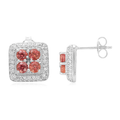 Boucles d'oreilles en argent et Rubis rouge du soir