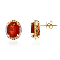 Boucles d'oreilles en or et Opale de Feu du Mexique (CIRARI)