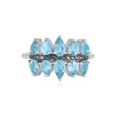 Bague en argent et Topaze bleu Suisse