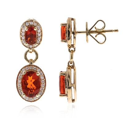 Boucles d'oreilles en or et Opale de Feu du Mexique