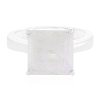Bague en argent et Pierre de Lune arc-en-ciel