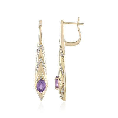 Boucles d'oreilles en or et Saphir pourpre de Ceylan non chauffé (de Melo)