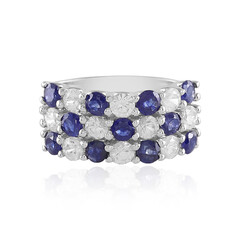 Bague en argent et Saphir bleu de Madagascar