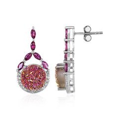 Boucles d'oreilles en argent et Agate étincelante rose