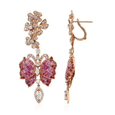 Boucles d'oreilles en or et Saphir rose de Ceylan (Estée Collection)