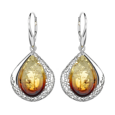 Boucles d'oreilles en argent et Ambre de la Baltique Lever du soleil (dagen)