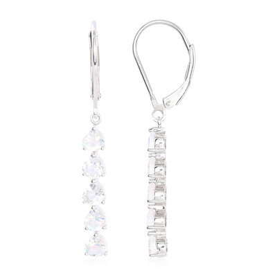 Boucles d'oreilles en argent et Pierre de Lune arc-en-ciel