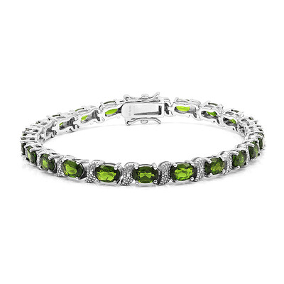 Bracelet en argent et Diopside de Russie