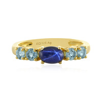 Bague en argent et Saphir étoilé bleu