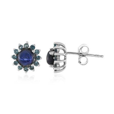 Boucles d'oreilles en argent et Saphir étoilé bleu