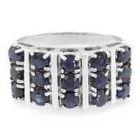 Bague pour homme en argent et Saphir bleu