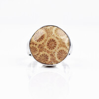 Bague en argent et Corail fossilisé