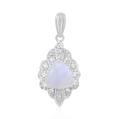 Pendentif en argent et Agate zonée bleue