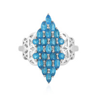 Bague en argent et Apatite bleu néon