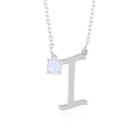 Collier en argent et Pierre de Lune arc-en-ciel