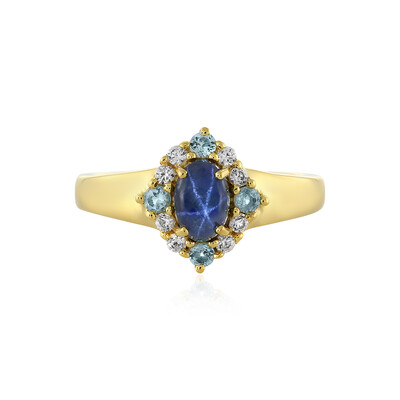 Bague en argent et Saphir étoilé bleu