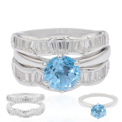 Bague en argent et Topaze bleu Suisse