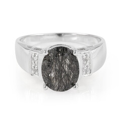 Bague pour homme en argent et Quartz rutile noir