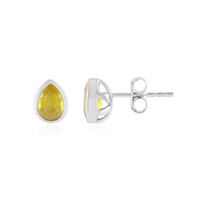 Boucles d'oreilles en argent et Saphir jaune de Madagascar