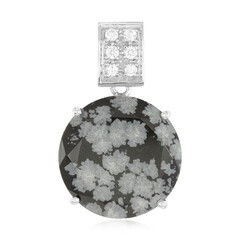 Pendentif en argent et Obsidienne Flocon-de-Neige