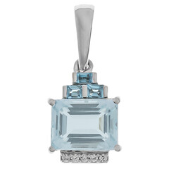 Pendentif en platine et Aigue-marine