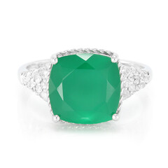 Bague en argent et Calcédoine verte
