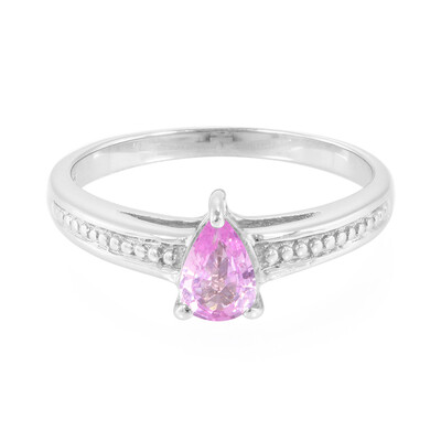 Bague en argent et Saphir rose de Ceylan