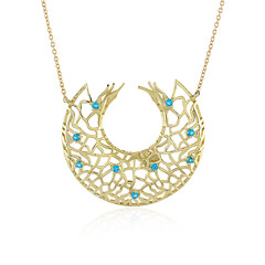 Collier en or et Apatite bleu néon (Ornaments by de Melo)
