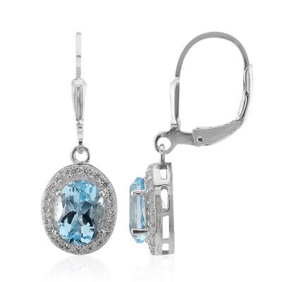 Boucles d'oreilles en argent et Topaze bleu ciel