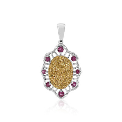 Pendentif en argent et Agate étincelante dorée