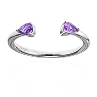 Bague en argent et Saphir pourpre de Ceylan non chauffé
