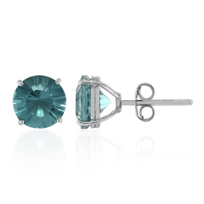 Boucles d'oreilles en argent et Fluorite bleu pétrole